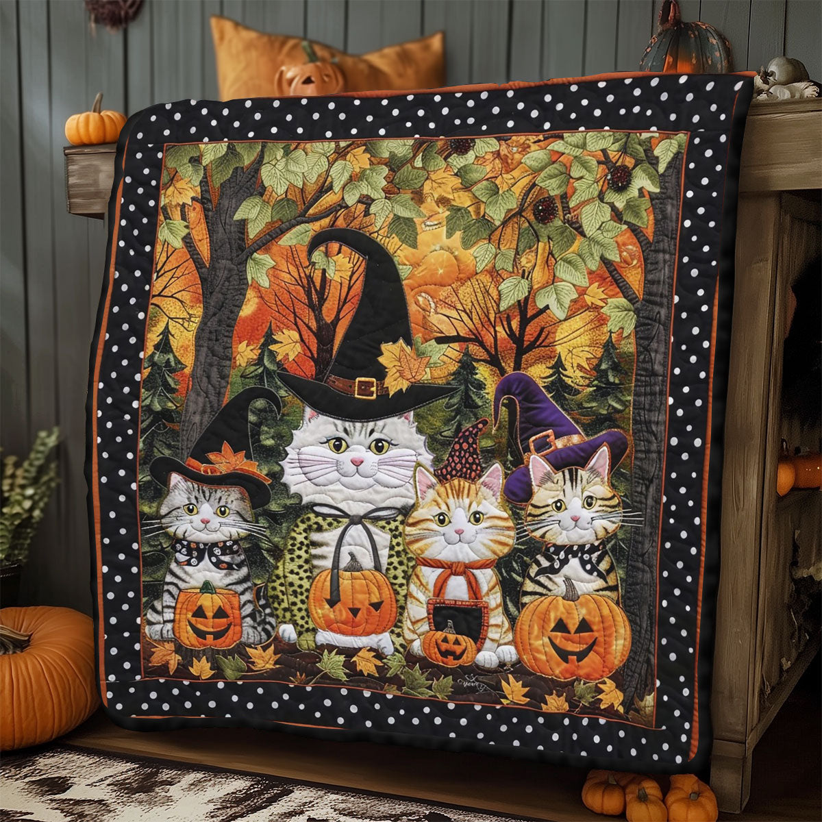 Cats In Costumes Halloween WO1308017CL Quilt