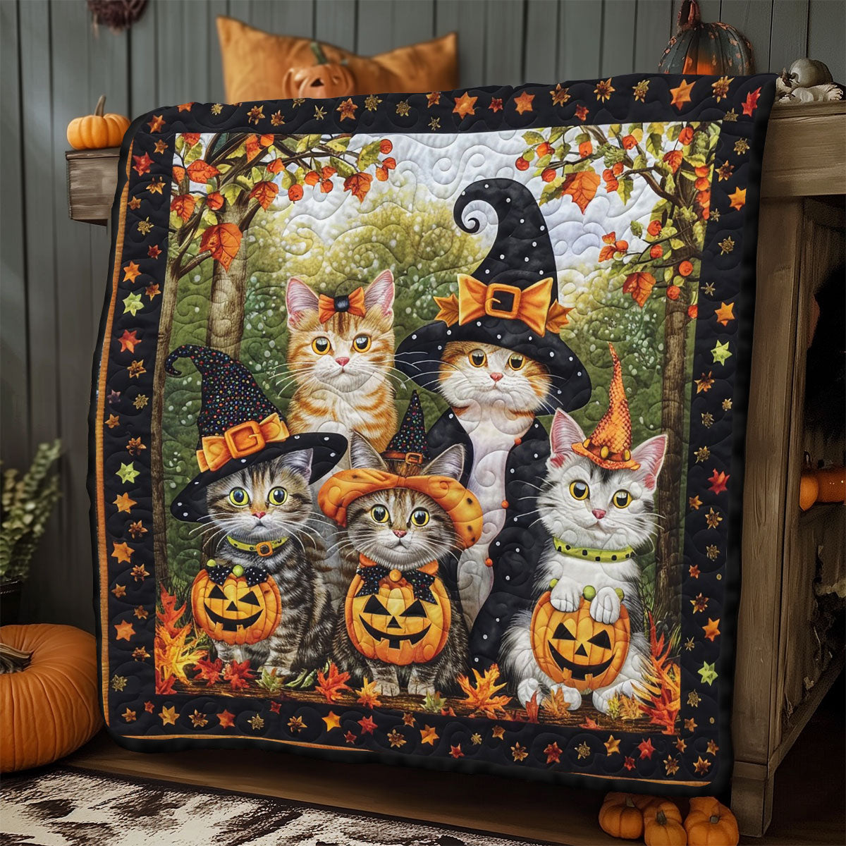 The Cat's Halloween Masquerade WO1308016CL Quilt