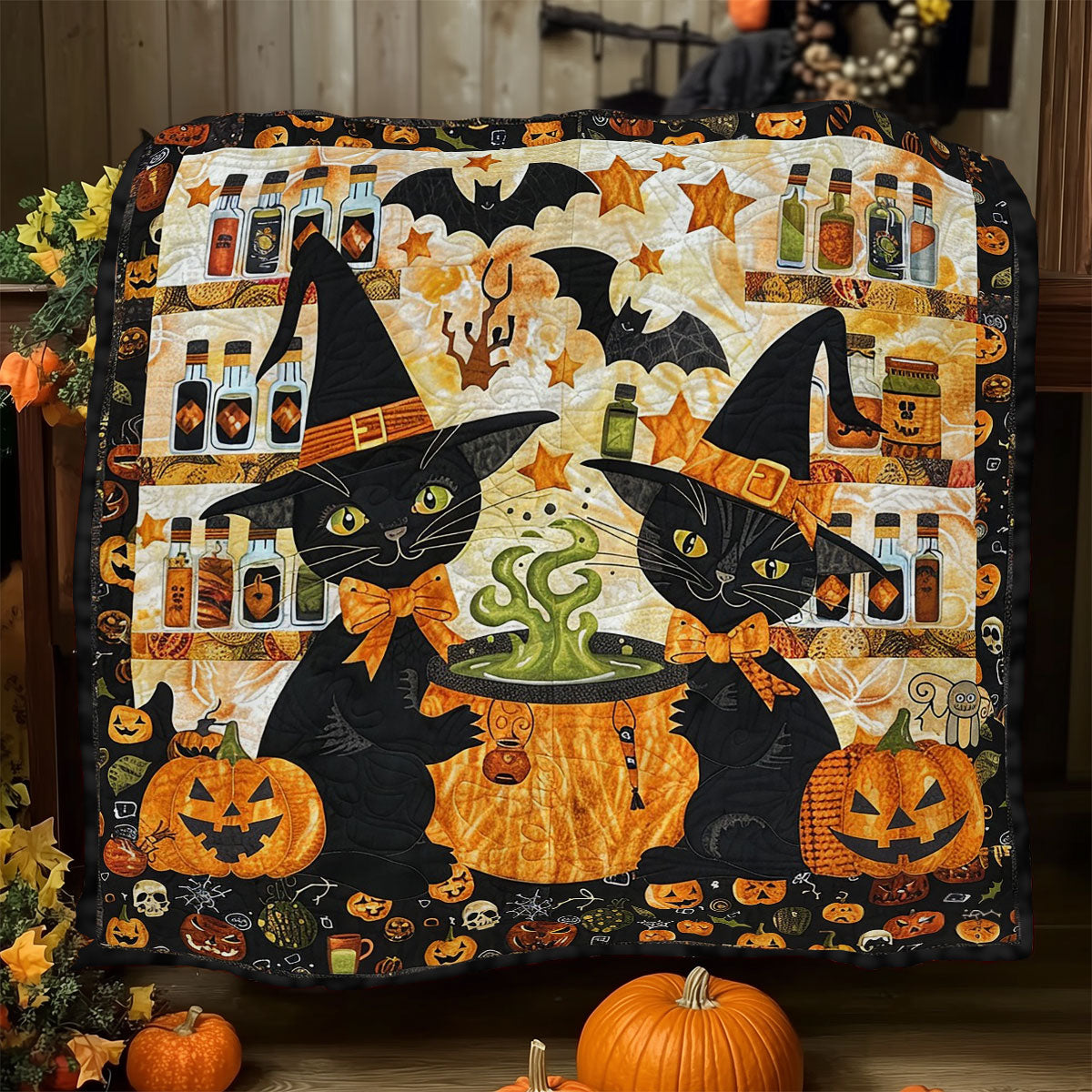 A Cat's Halloween Magic WO1308012CL Quilt