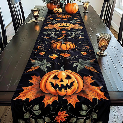 Halloween Pumpkins Smiling WM2808202CL Quilted Table Runner