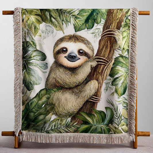 Happy Sloth CW2101004CL Woven Throw Blanket