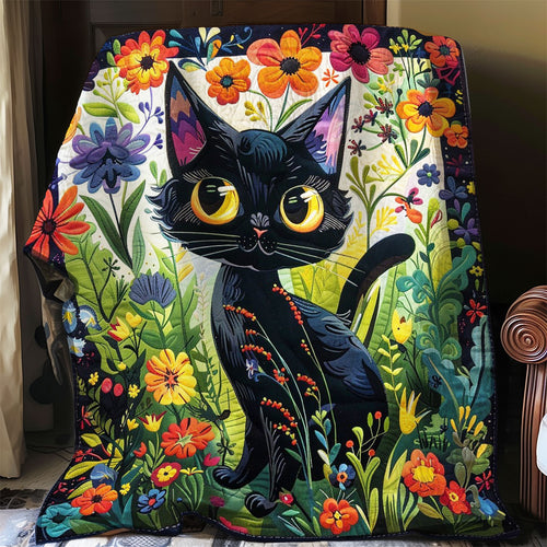 Black Cat And Floral WO2408020CL Quilt