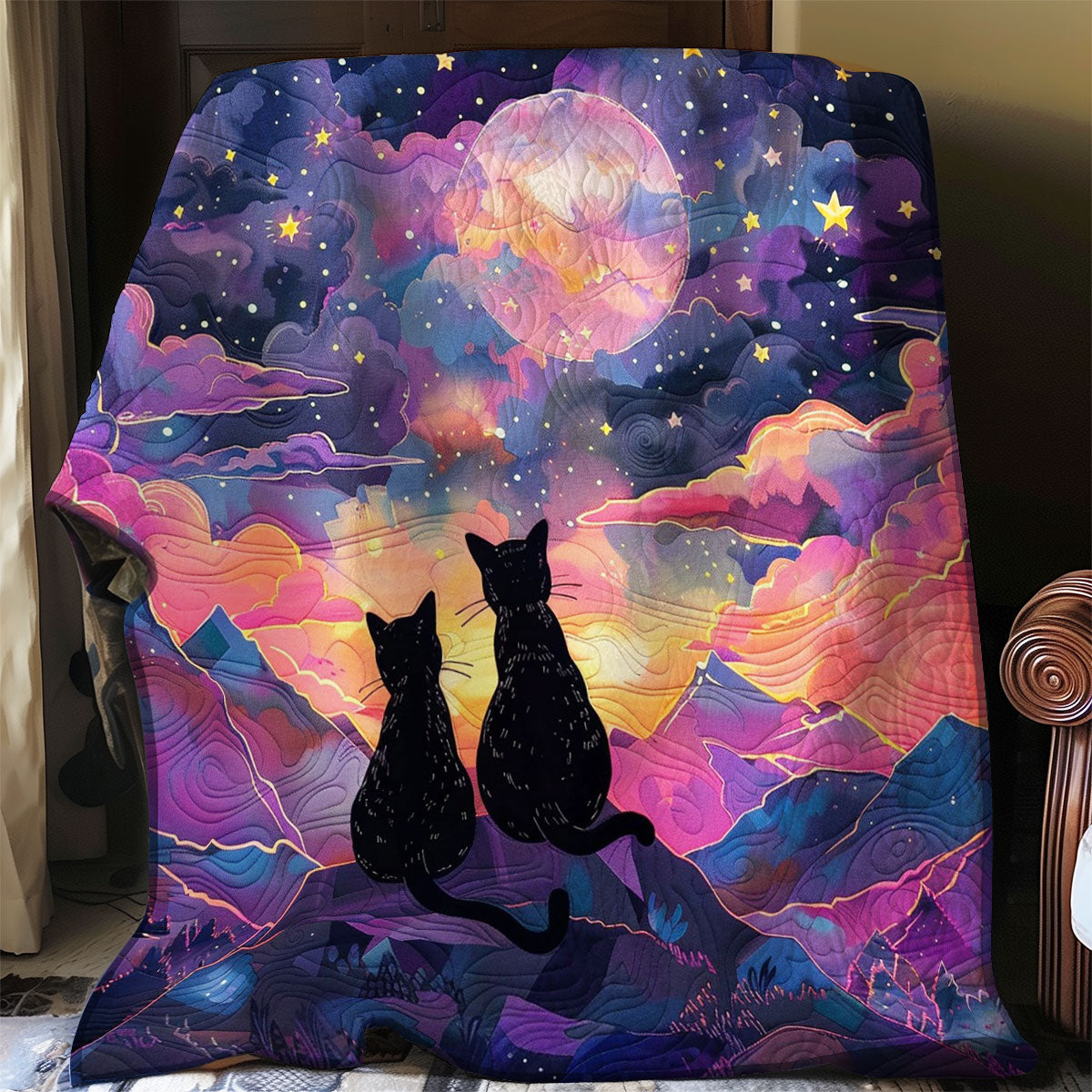 Black Cats And Night Sky WO2408008CL Quilt