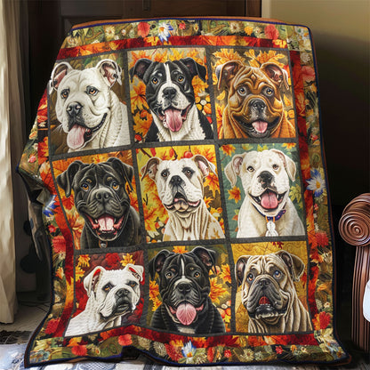 Bulldogs And Autumn Leaves WO2208041CL Quilt