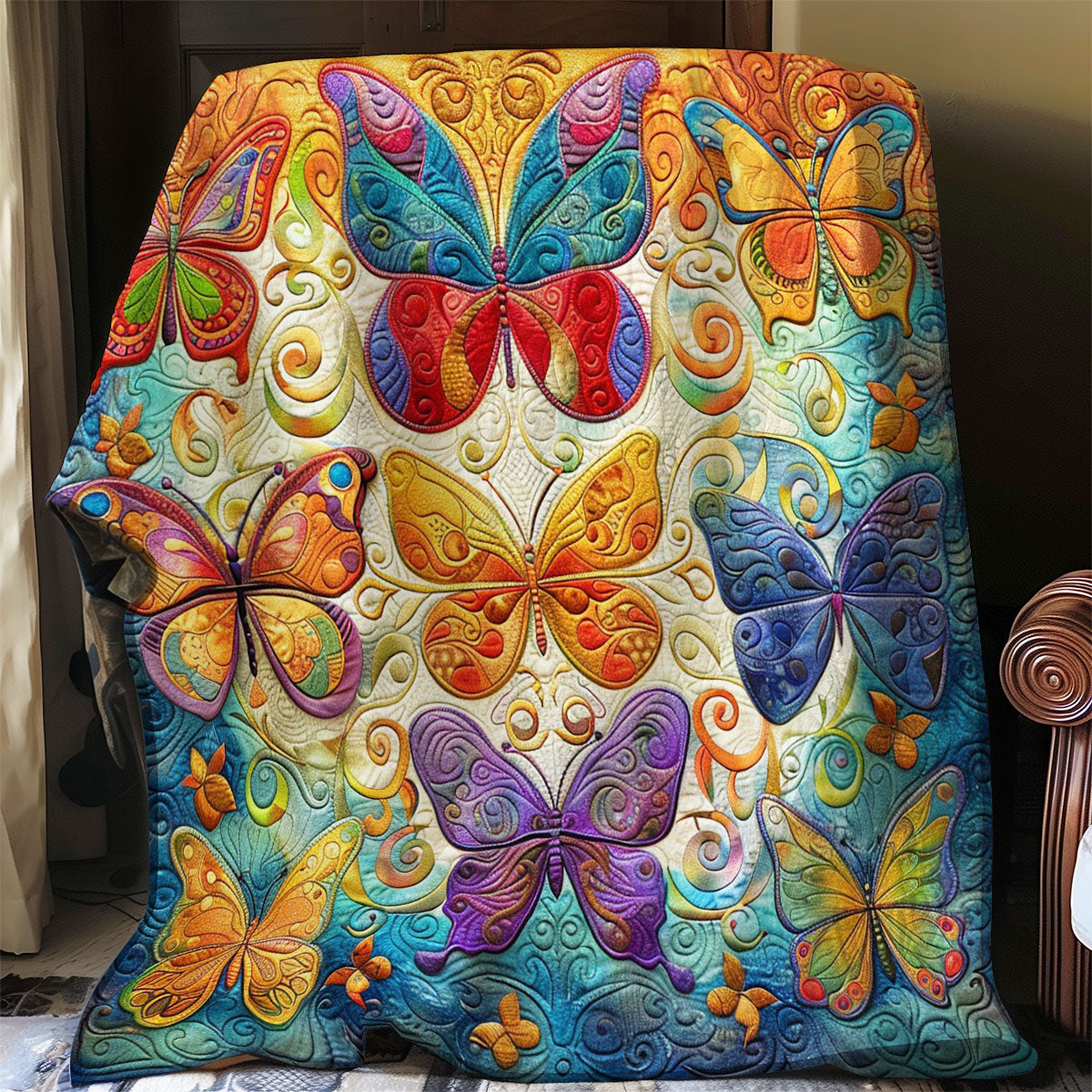 Butterfly With Colorful WO2008004CL Quilt