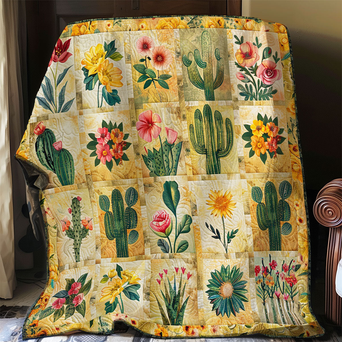 Cactus And Flowers WO2208024CL Quilt