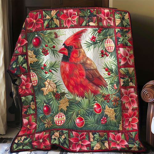 Cardinal With Flowers Blooming WO2008045CL Quilt