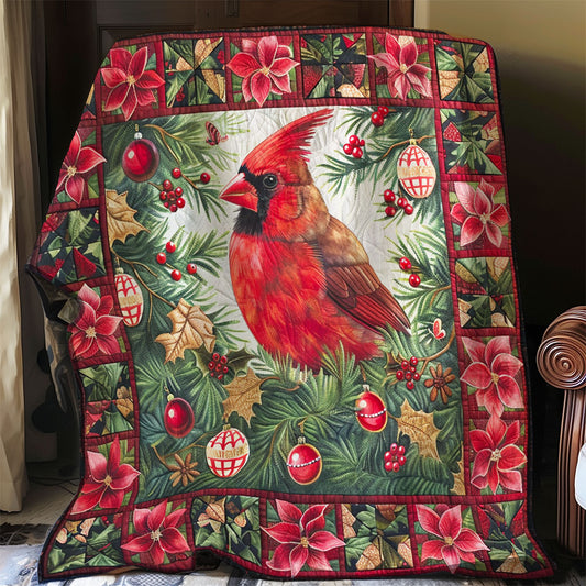 Cardinal With Flowers Blooming WO2008045CL Quilt