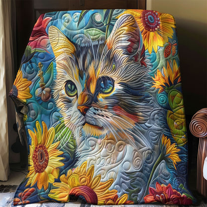 Cat In The Field Sunflowers WO3008012CL Quilt