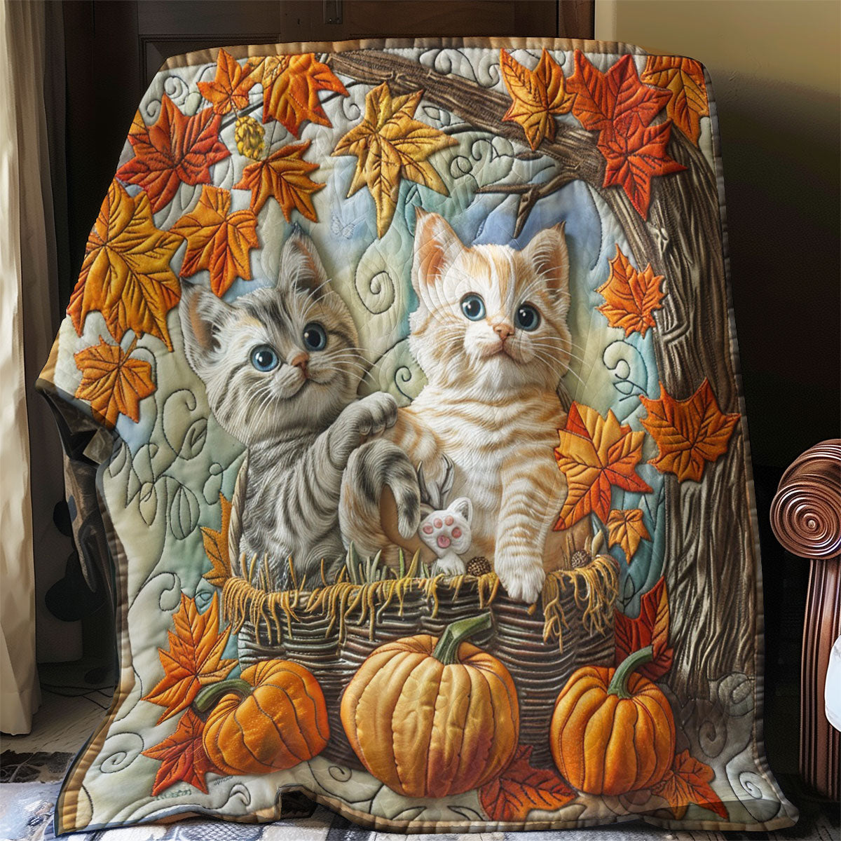 Cats And Pumpkins WO2008020CL Quilt