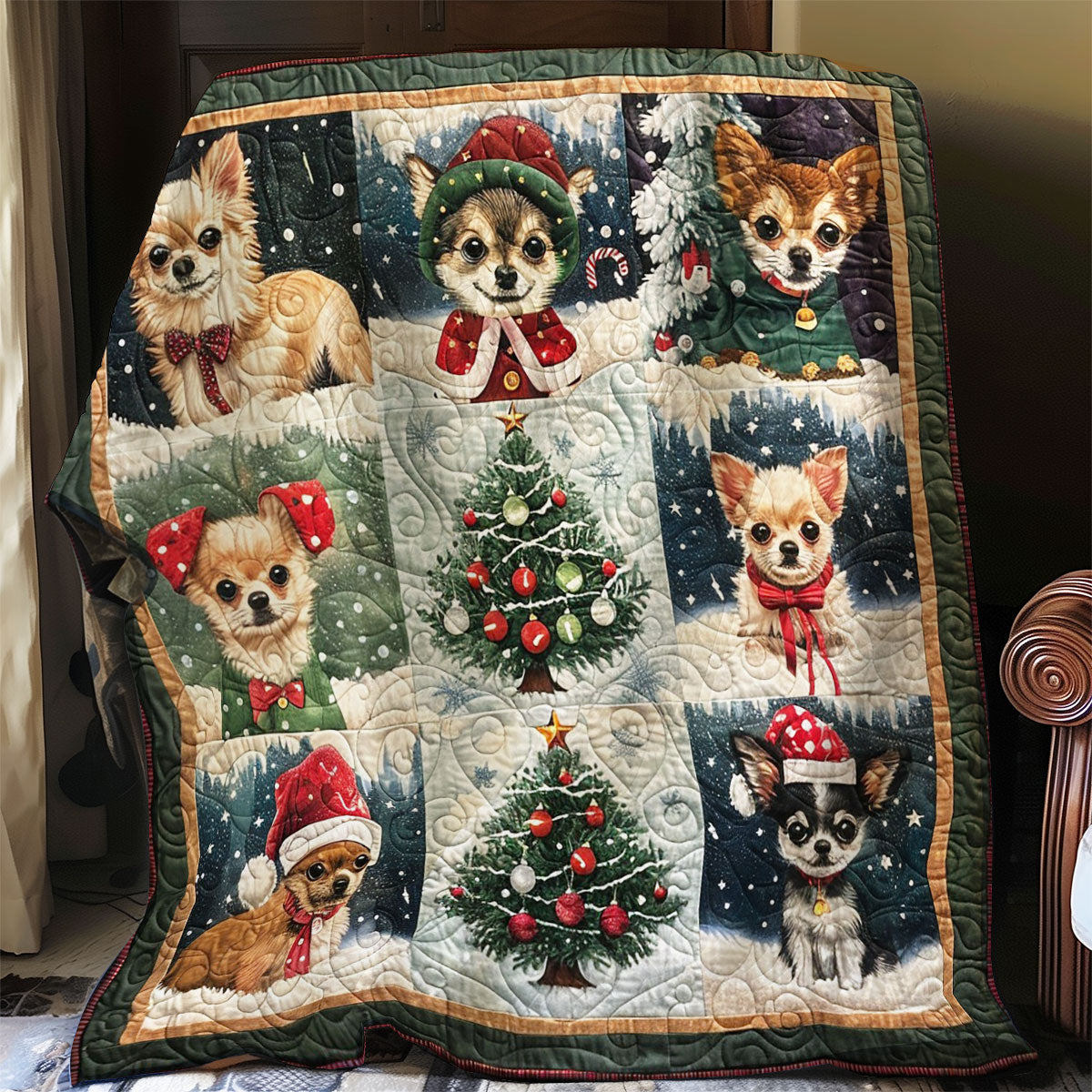 Chihuahua Celebrate Christmas WO1508022CL Quilt