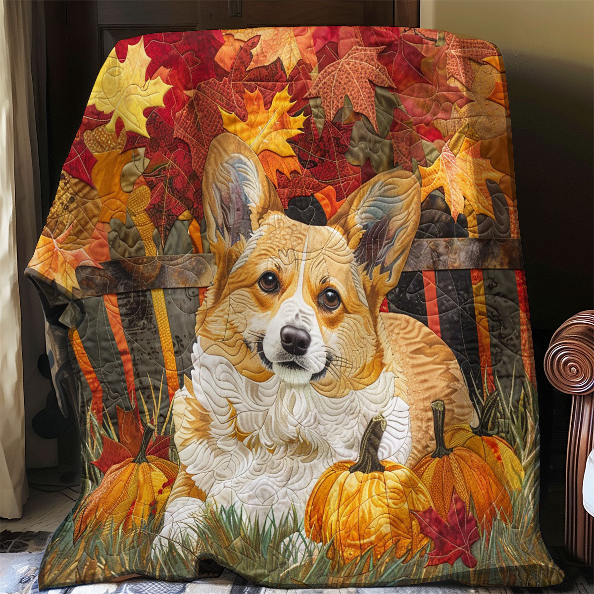 Corgi And Autumn WO2608039CL Quilt