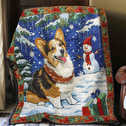 Corgi And Snowman WO2208007CL Quilt