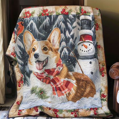 Corgi And Snowman WO2208009CL Quilt