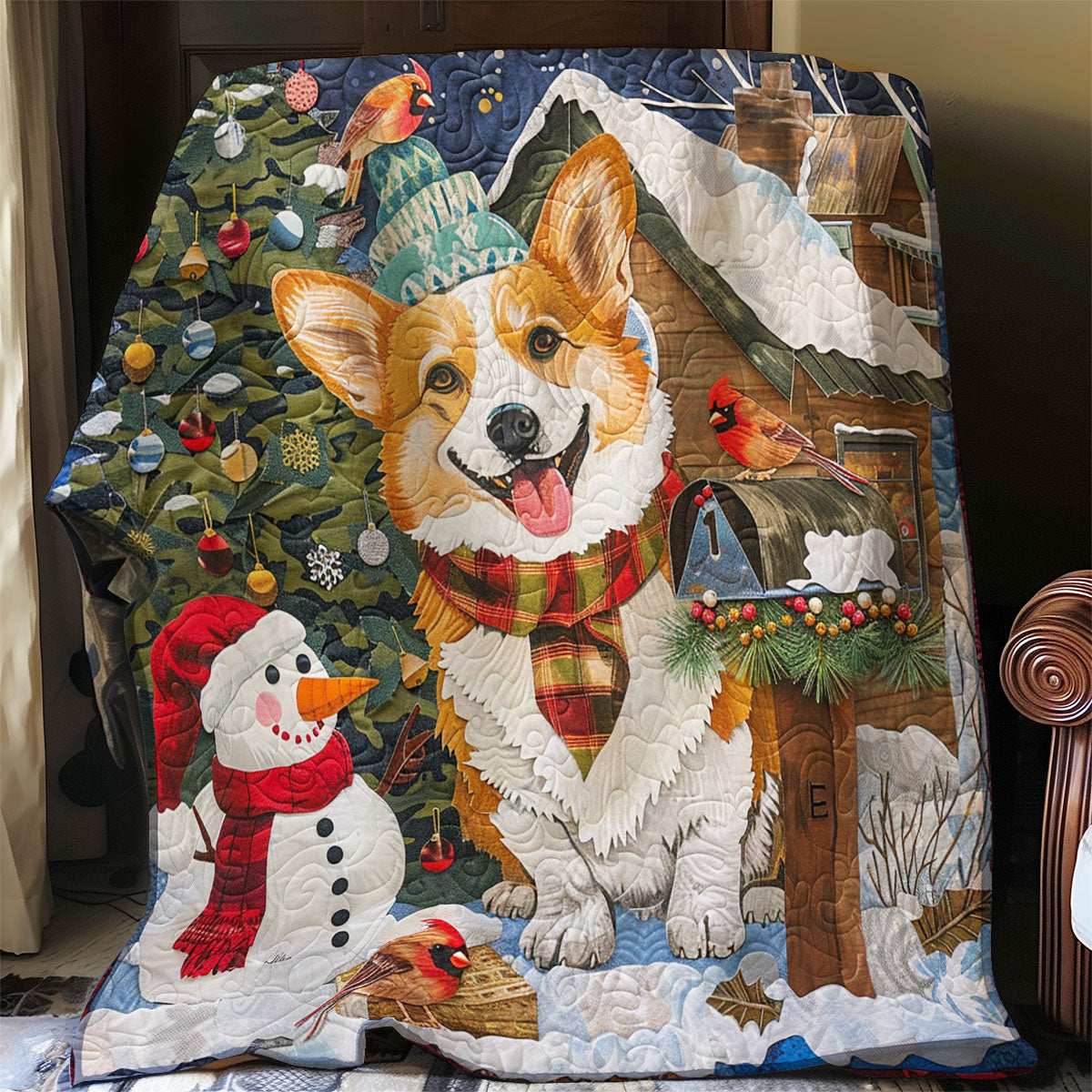 Corgi And Snowman WO2908022CL Quilt