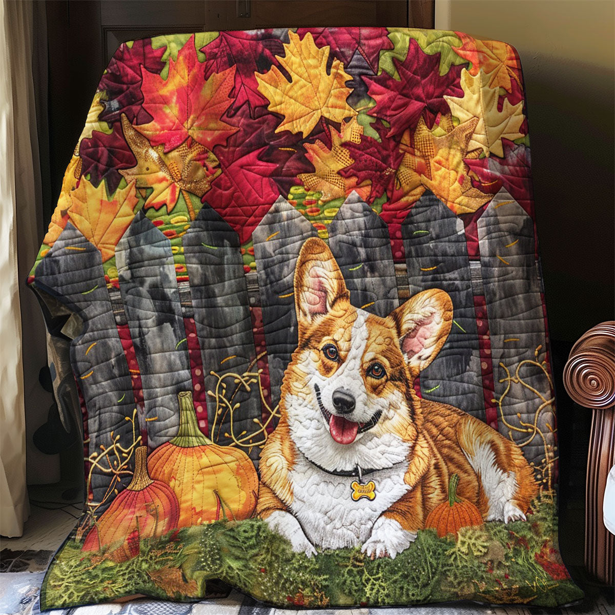 Corgi Dog And Pumpkins WO2608036CL Quilt