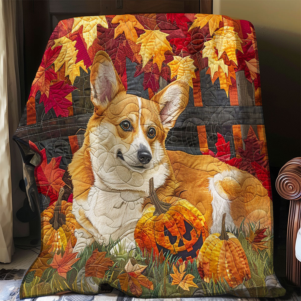 Corgi Dog With Autumn WO2608040CL Quilt