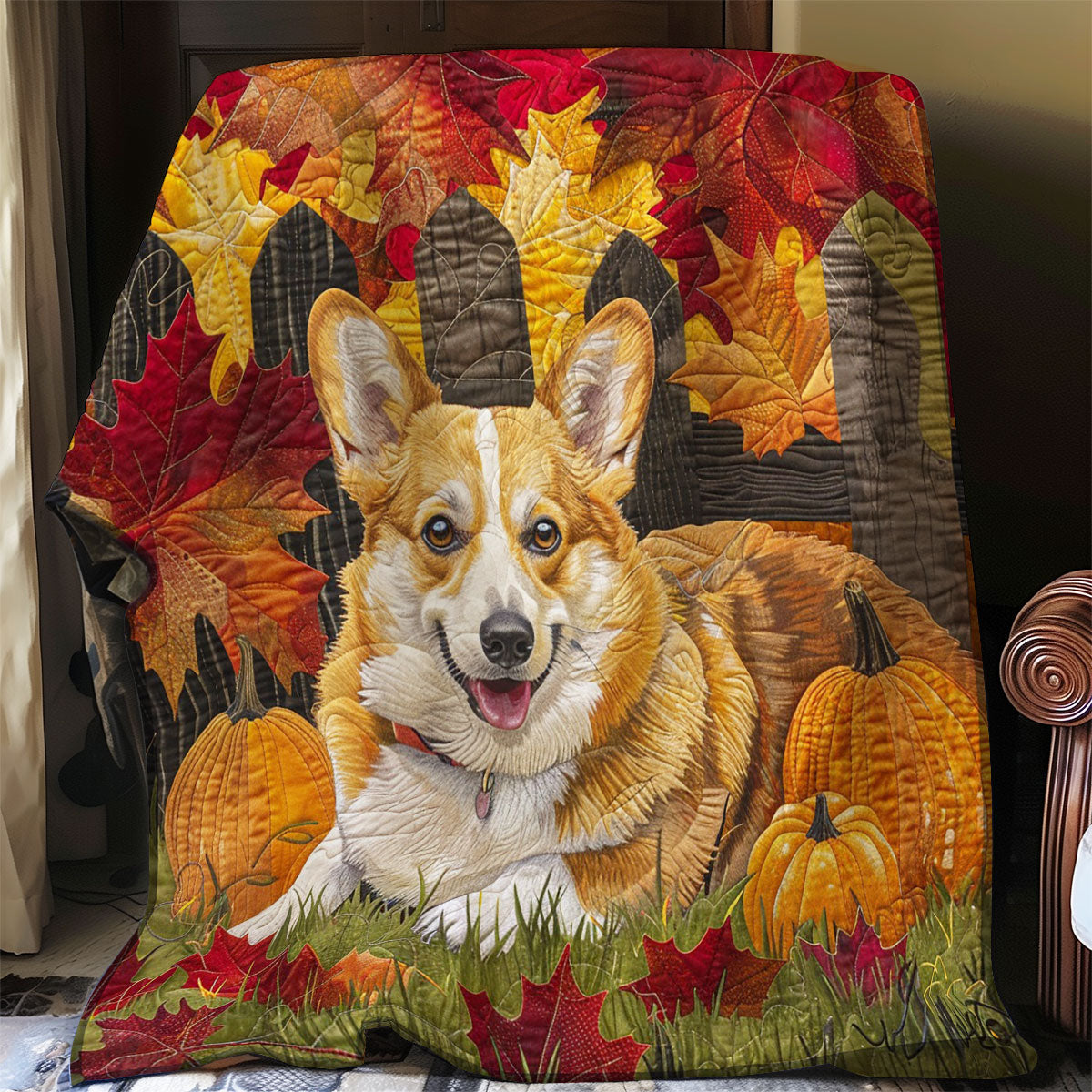 Corgi Dog With Autumn WO2608042CL Quilt