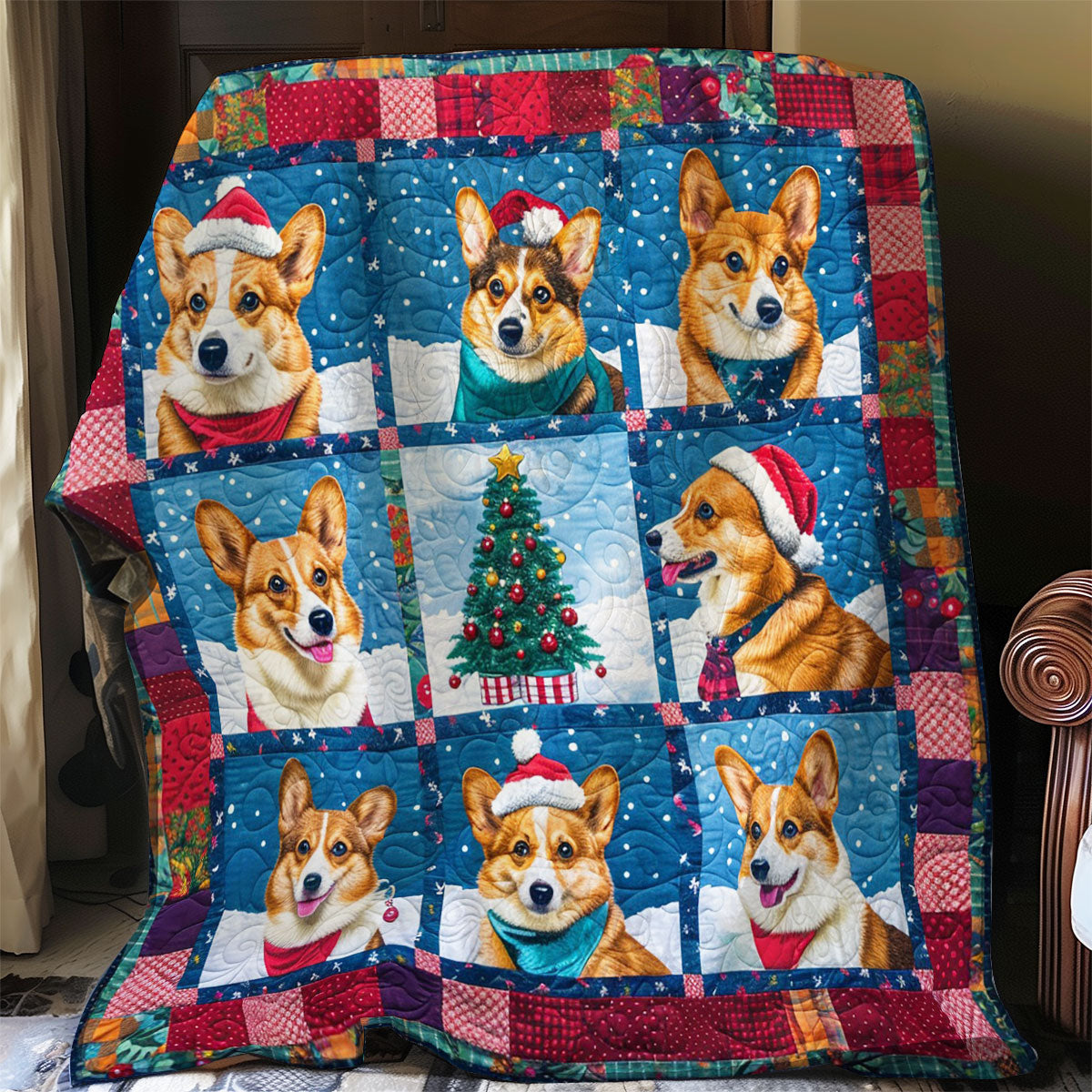 Corgi Dogs With Christmas WO2808012CL Quilt