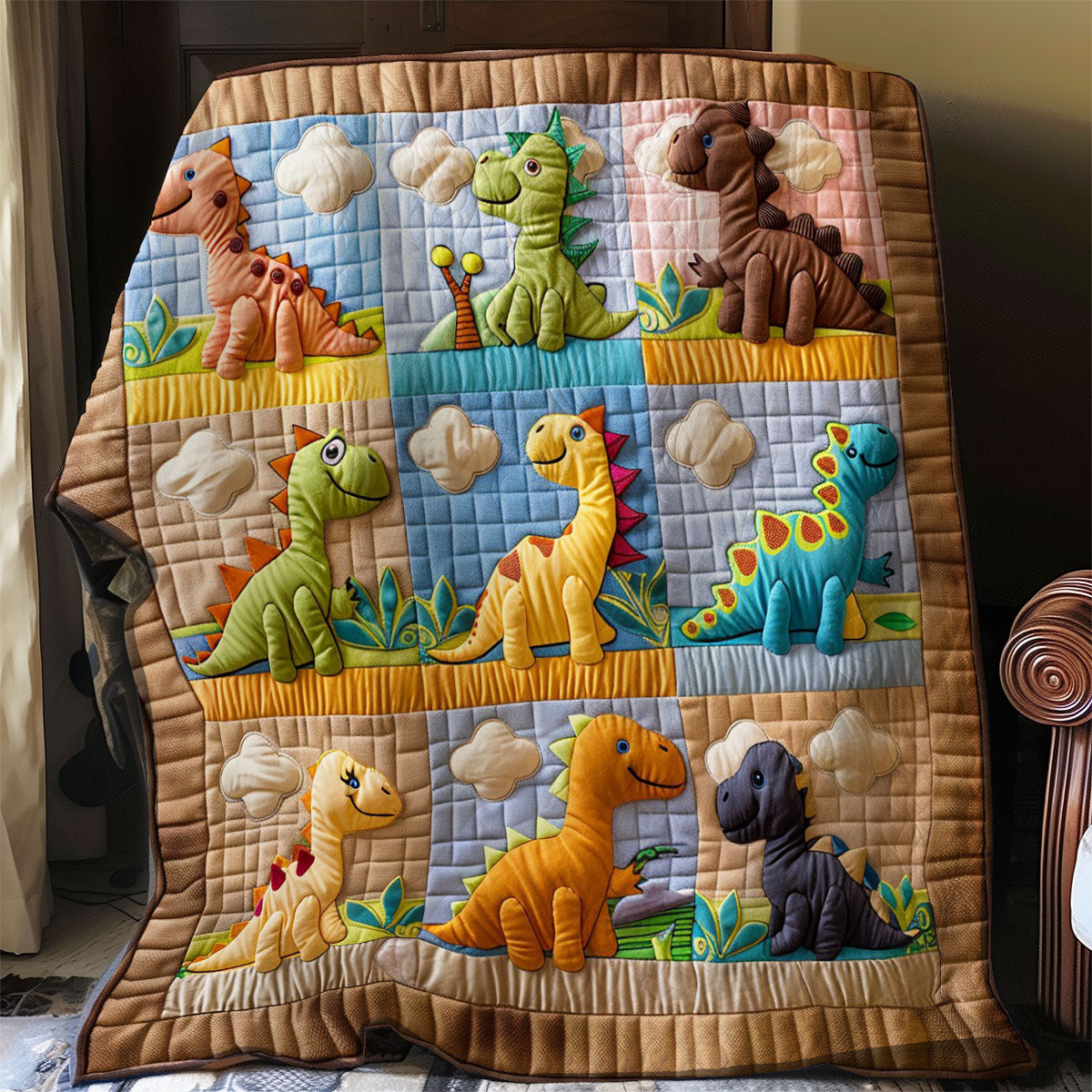 Dinosaurs Colorful WO2308047CL Quilt