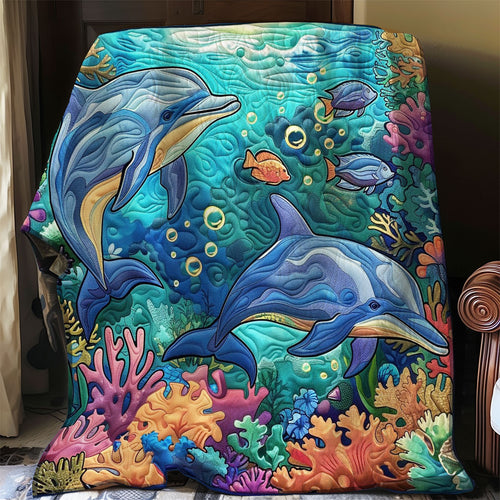 Dolphins With Ocean Scene WO1908020CL Quilt