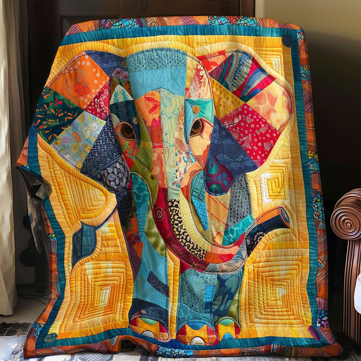 Elephant Colorful WO2708007CL Quilt