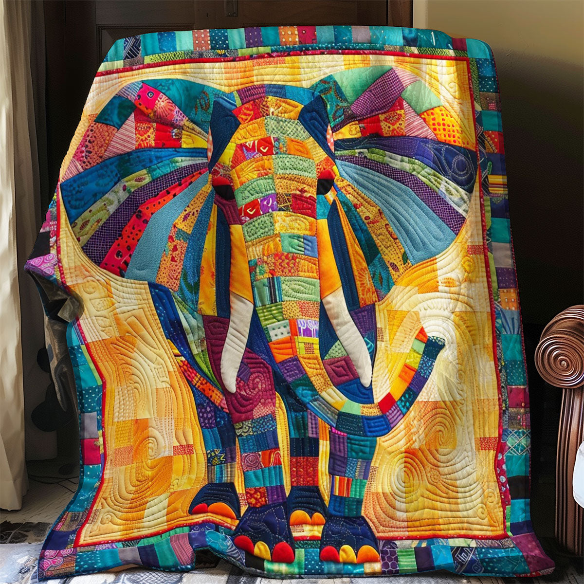 Elephant Colorful WO2708009CL Quilt