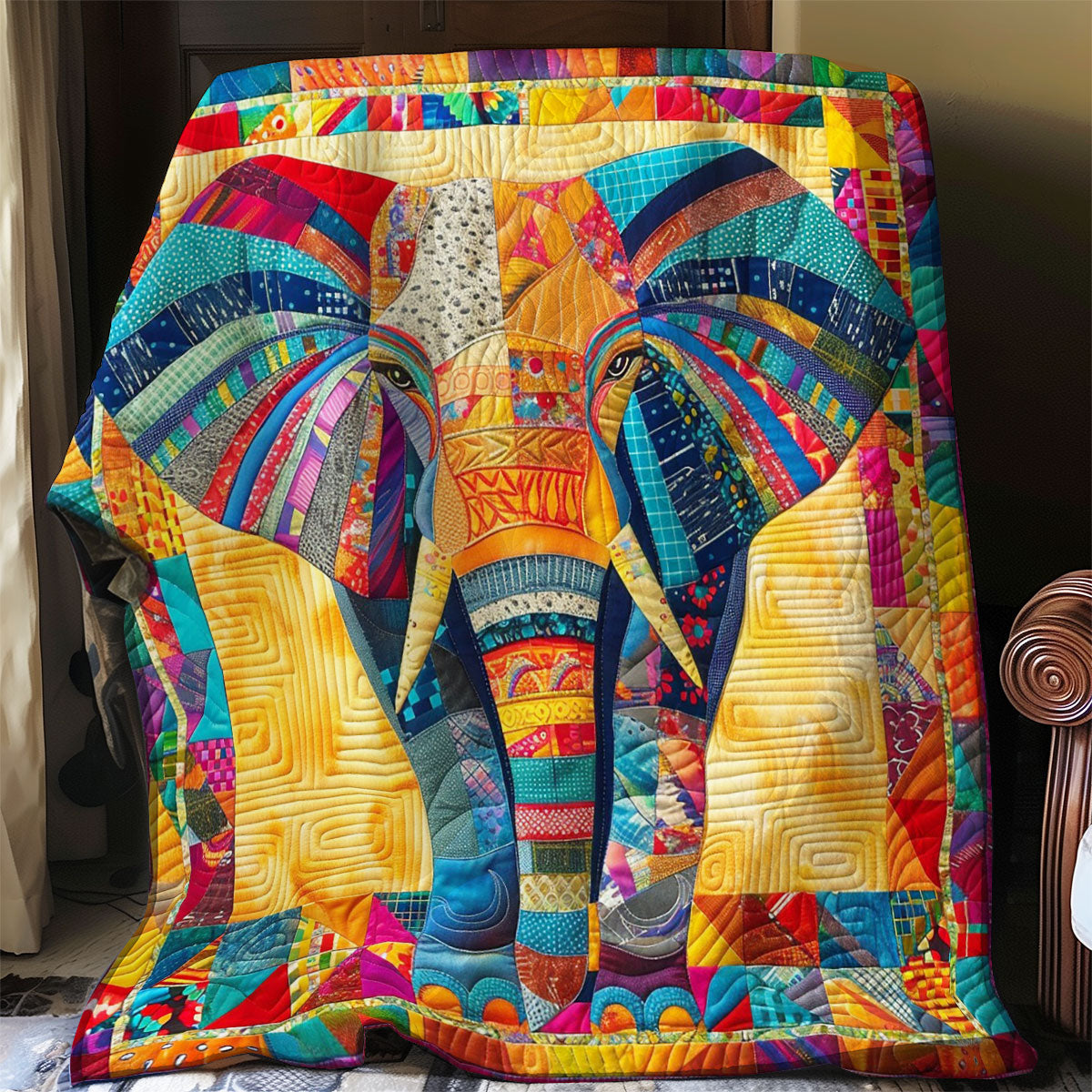 Elephant Colorful WO2708015CL Quilt