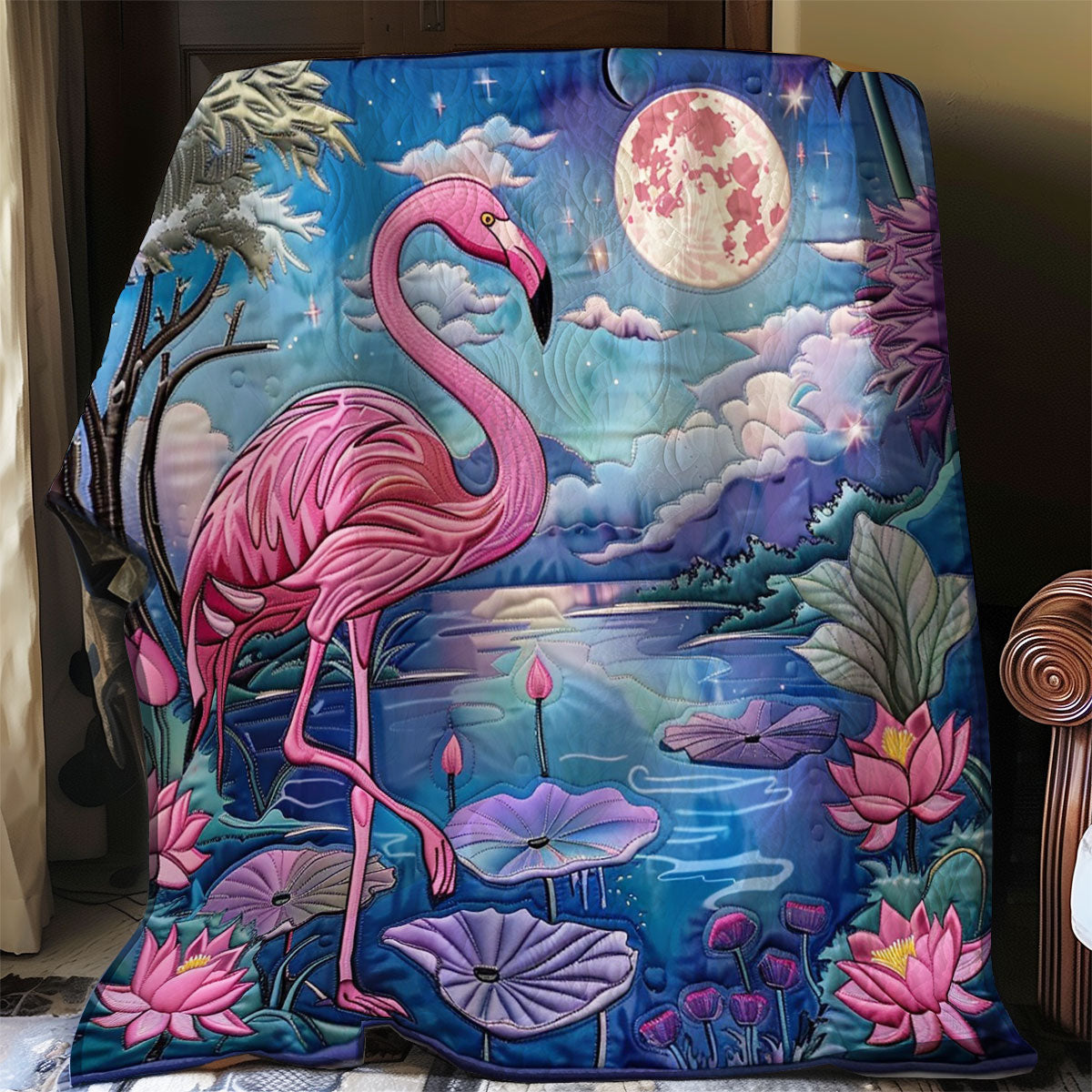 Flammingo At The Night WO2208016CL Quilt