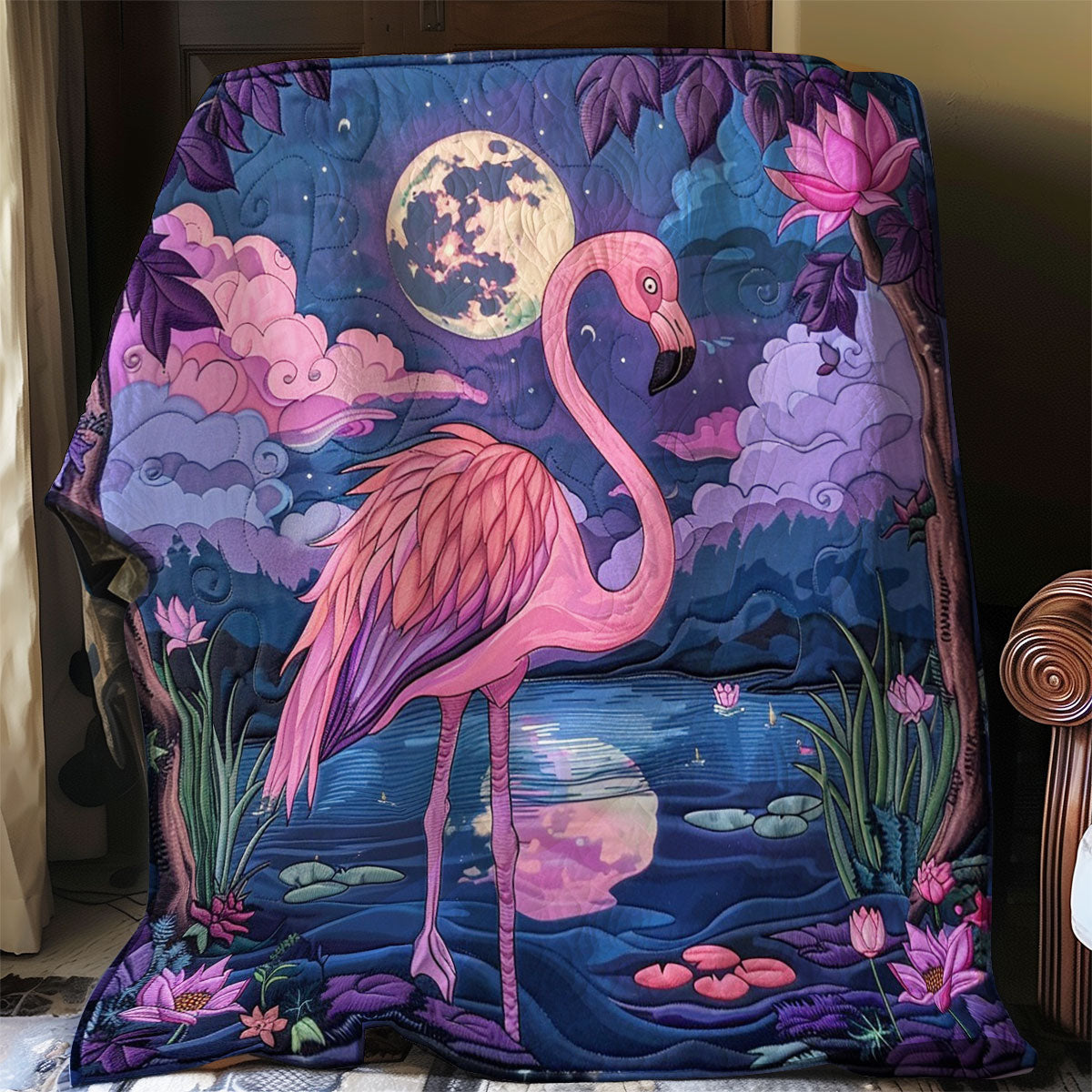 Flammingo At The Night WO2208017CL Quilt