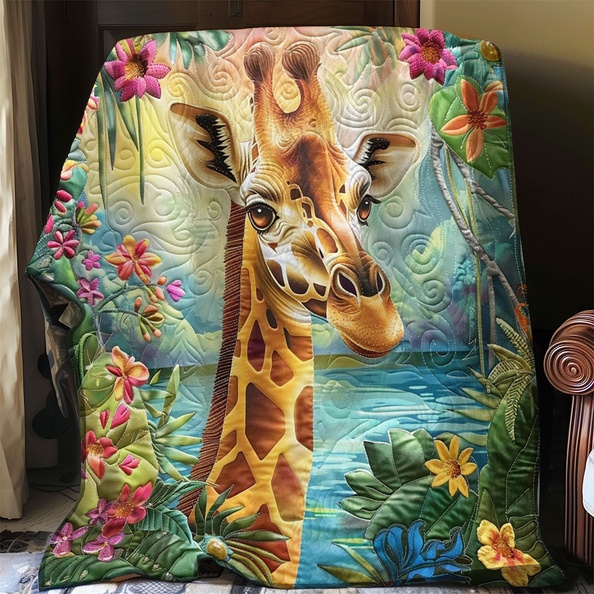 Floral Forest For Giraffe WO2308009CL Quilt