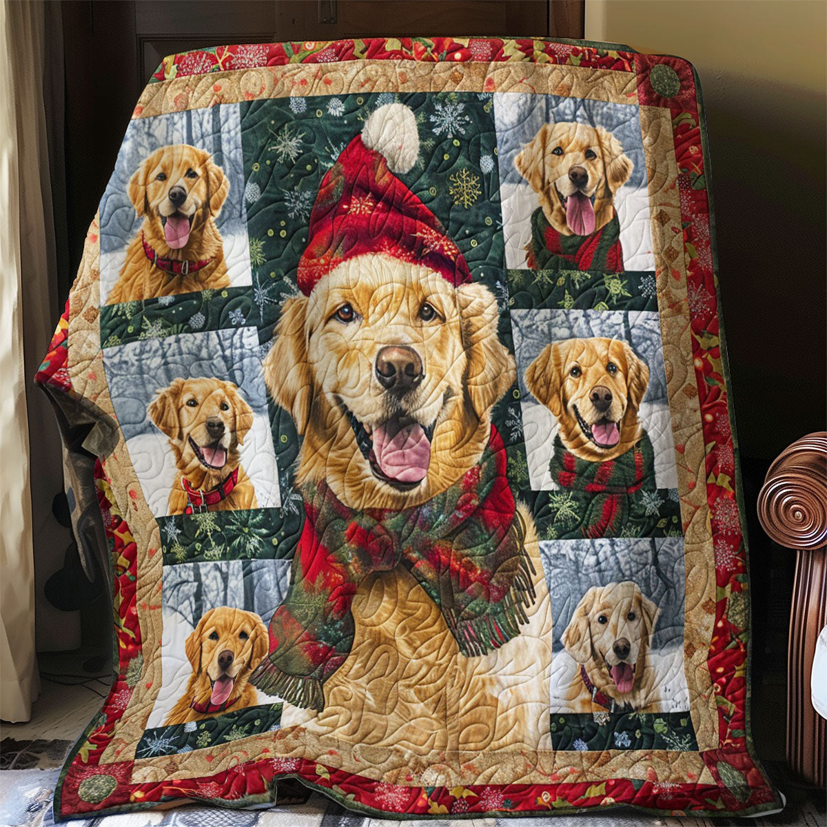 Golden Retriever And The Winter WO2608024CL Quilt