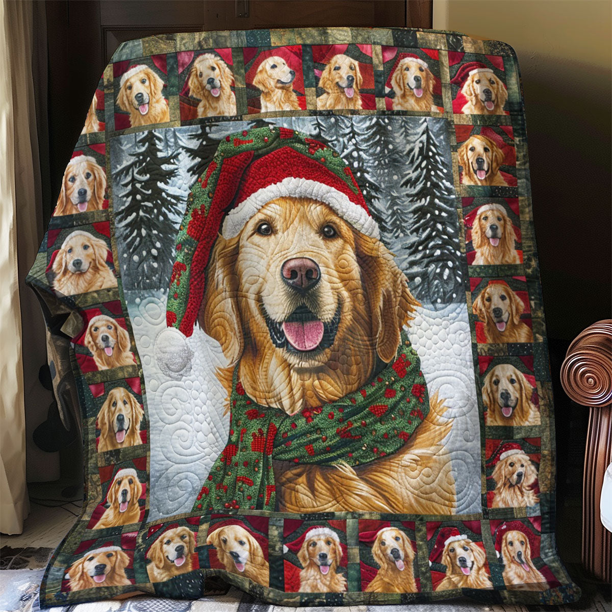 Golden Retriever With Christmas WO2608023CL Quilt