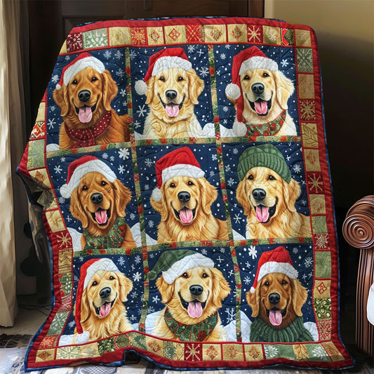 Golden Retrievers' Festive Joy WO1508004CL Quilt