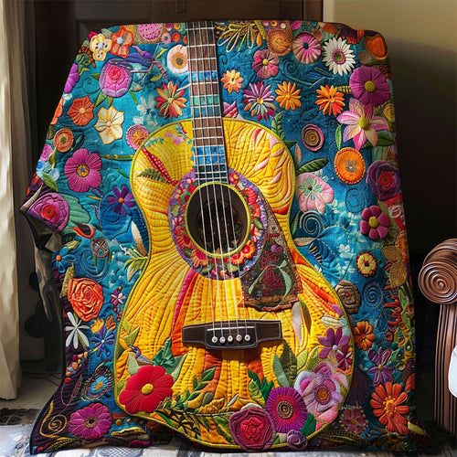 Guitar And Florals WO2208036CL Quilt