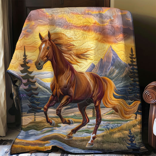 Horse Running In Sunset WO1608041CL Quilt