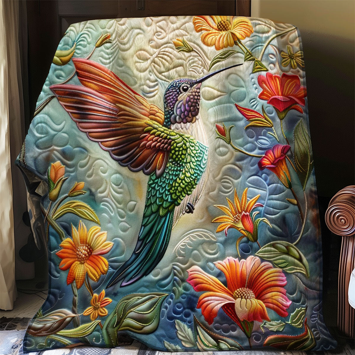 Hummingbird And Floral WO2108001CL Quilt