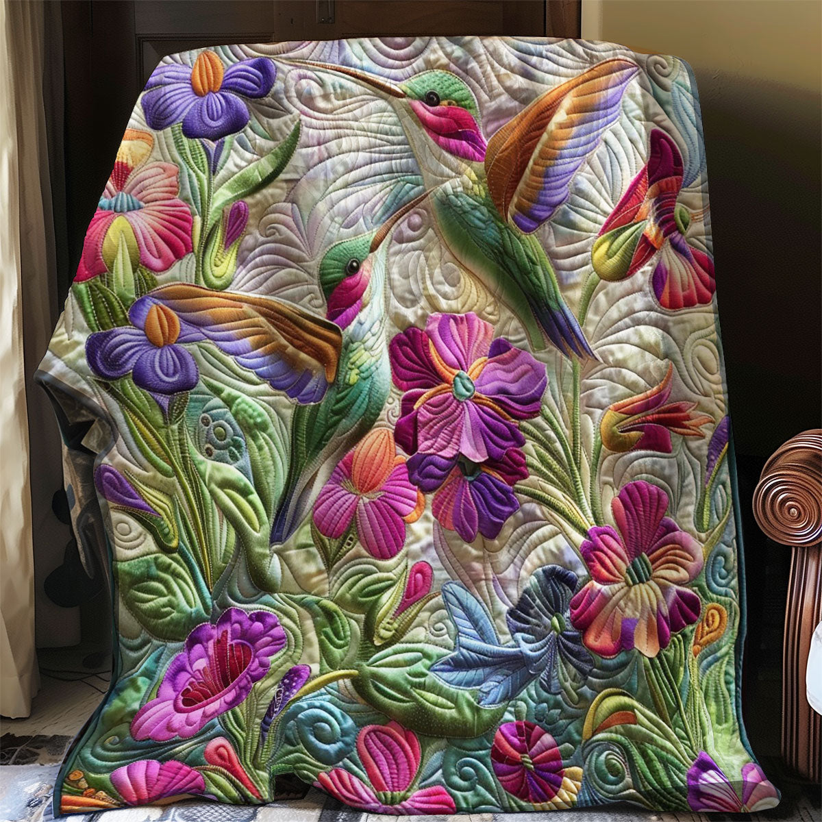 Hummingbird And Florals WO2208050CL Quilt