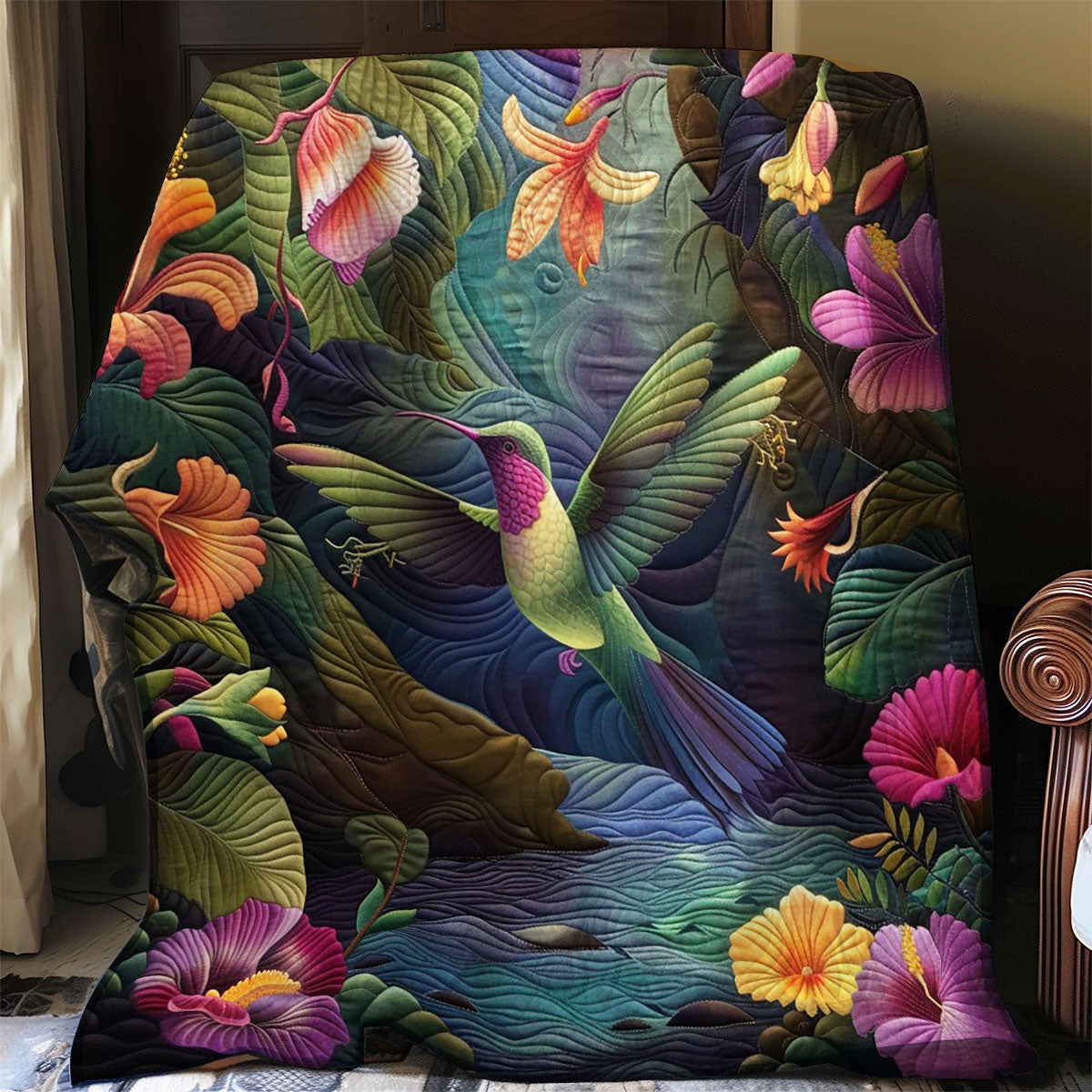 Hummingbird And Flowers WO2908023CL Quilt