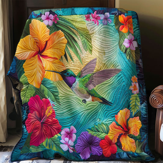 Hummingbird And Hibiscus Flowers WO2208032CL Quilt