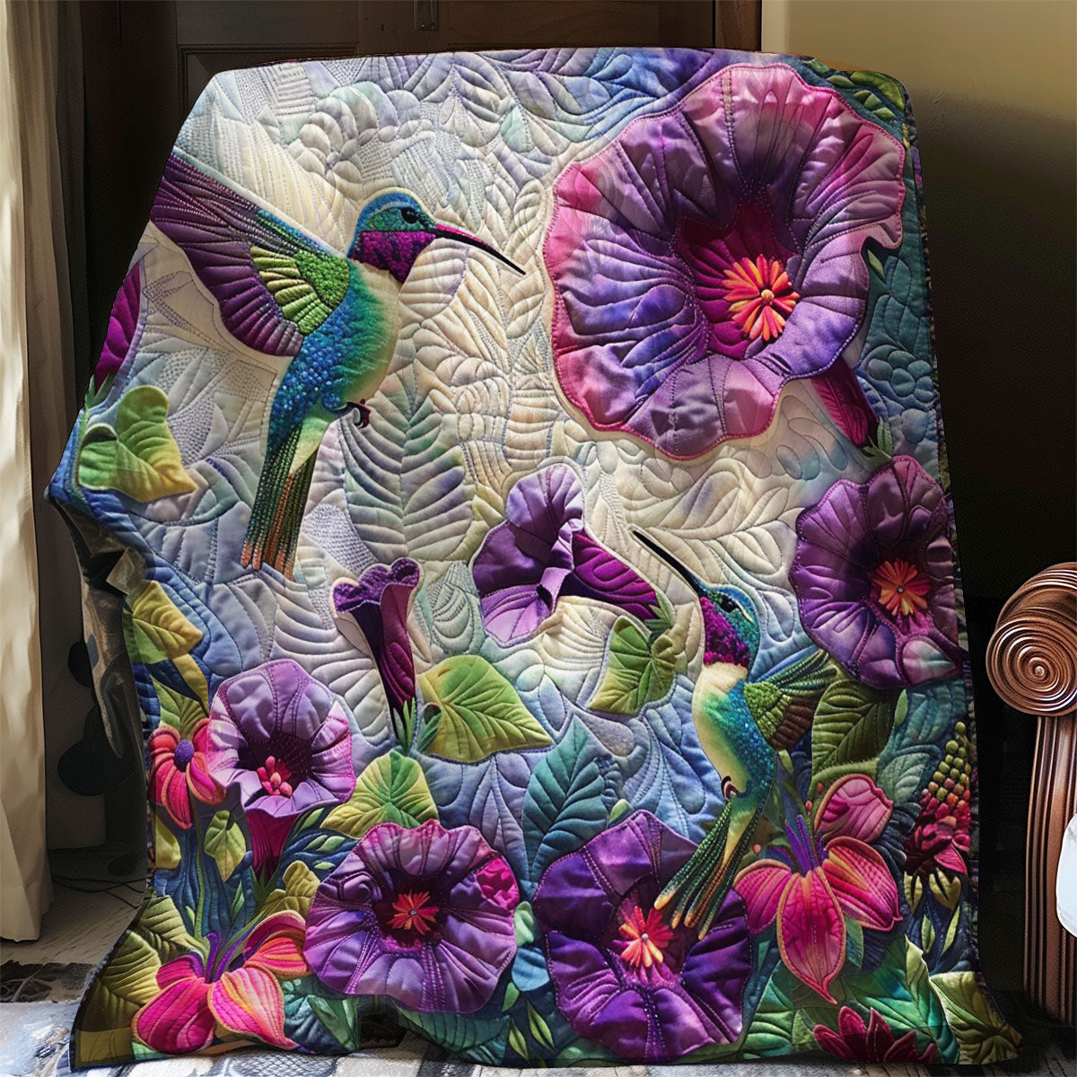 Hummingbirds And Convolvulus Flowers WO2608034CL Quilt