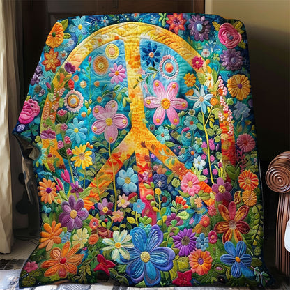 Peace Symbol And Flowers WO2108031CL Quilt