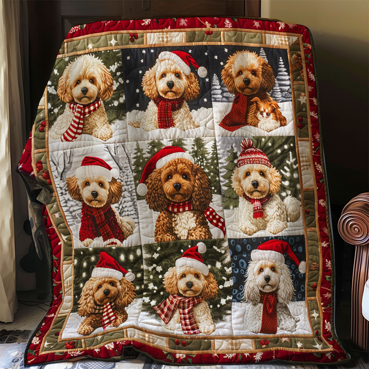 Poodles And Christmas WO2708021CL Quilt
