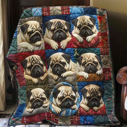 Pug Dogs Sleeping WO2908040CL Quilt