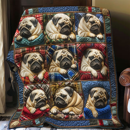 Pug Dogs Sleeping WO2908043CL Quilt