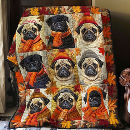 Pug Dogs With Scarf WO1408001CL Quilt