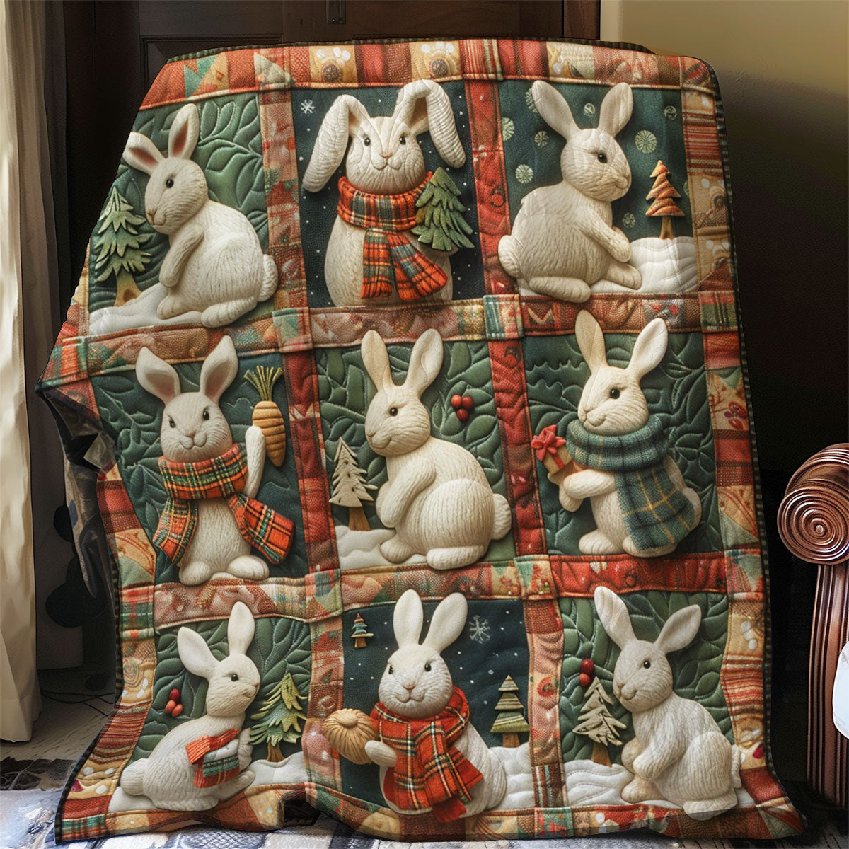 Rabbits And Christmas WO2908081CL Quilt