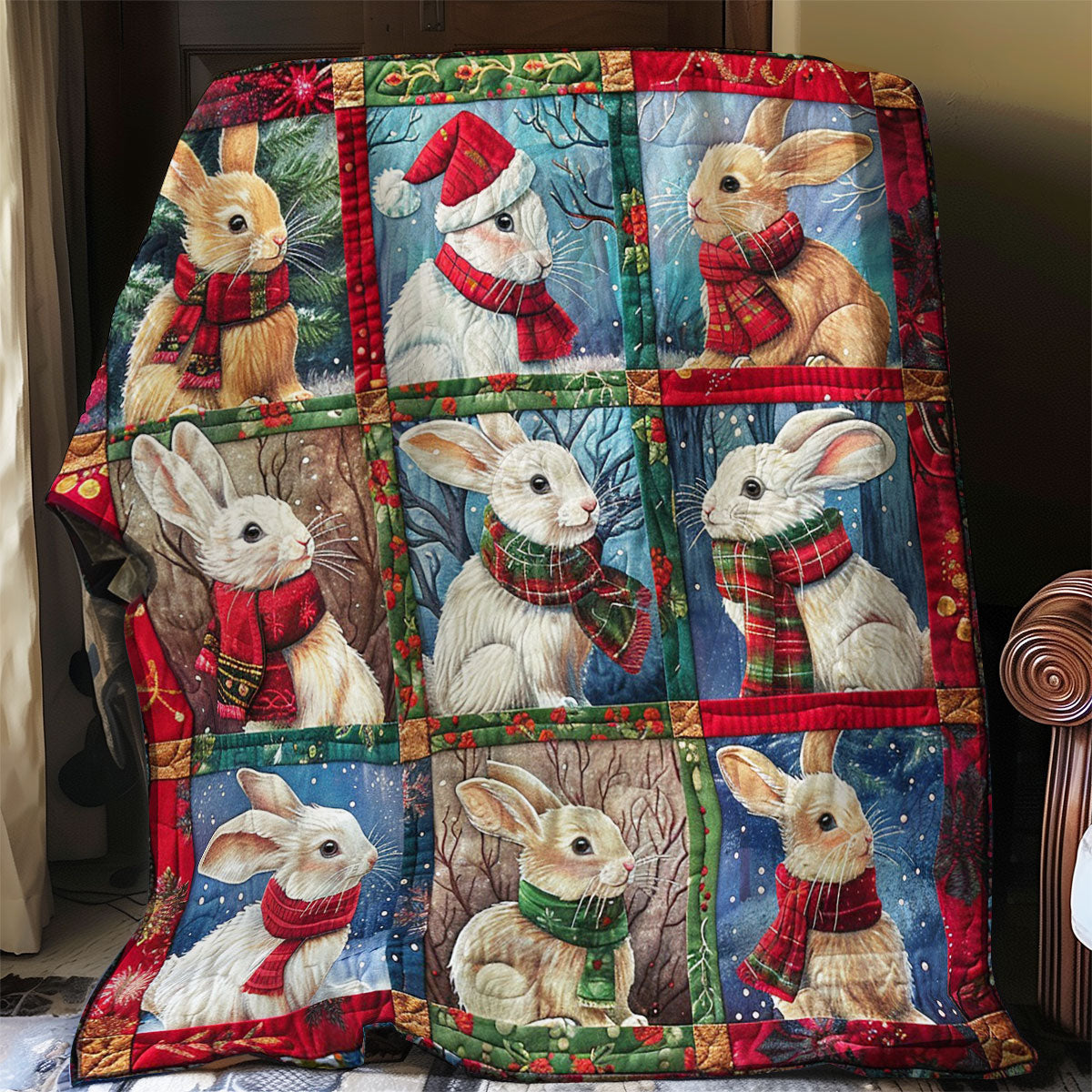 Rabbits And Chritsmas WO2908073CL Quilt