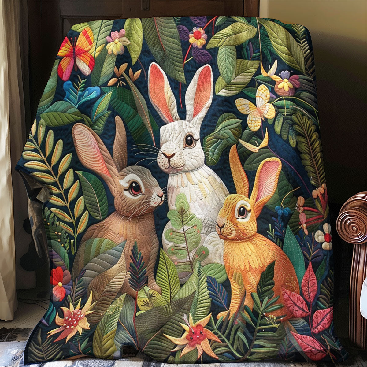 Rabbits In The Bushes WO3008037CL Quilt