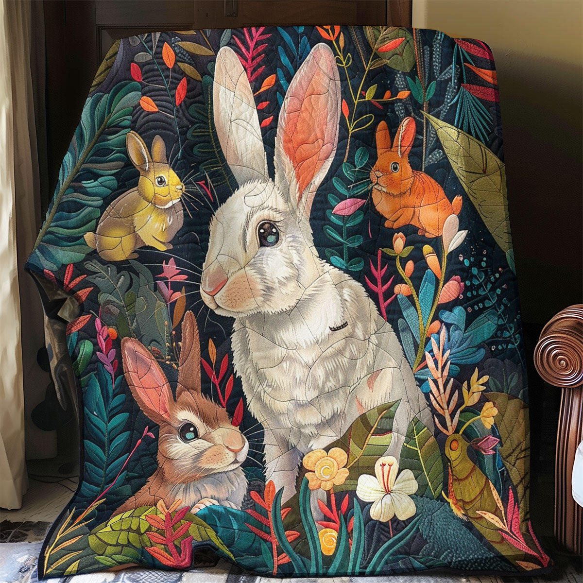 Rabbits In The Bushes WO3008041CL Quilt